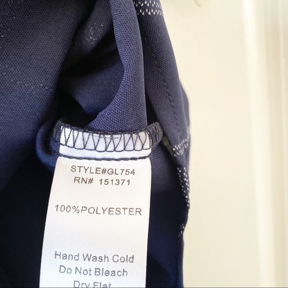 NWOT LARA navy plaid front tie blouse - Picture 6 of 7